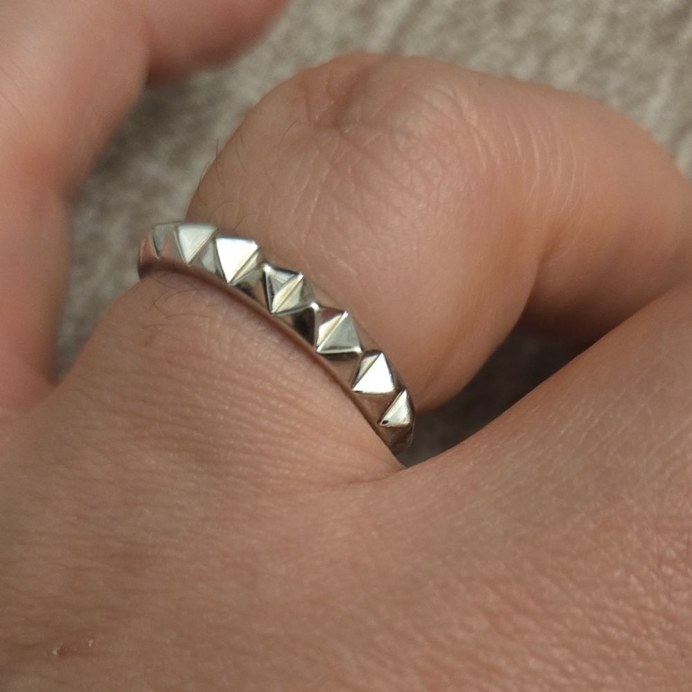 Silver Pyramid Stud Ring - image 2